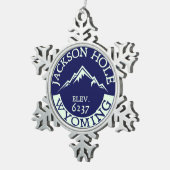 ジャクソンホールワイオミングのスキースキーハイキング スノーフレークピューターオーナメント (右)