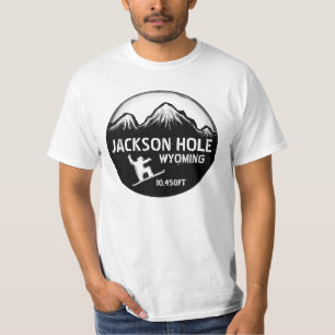 ジャクソンホールワイオミングのスノーボードの芸術の価値ティー Tシャツ