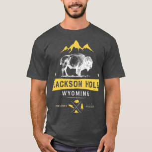 ジャクソンホールワイオミングヴィンテージバイソンバッファローメンウォム Tシャツ