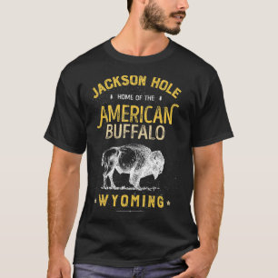 ジャクソンホールワイオミングヴィンテージバイソンバッファローメンウ Tシャツ