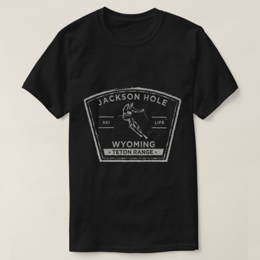 ジャクソンホールワイオミング長袖スキーTシャツ Tシャツ (デザイン正面)