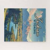 ジャクソンホールワイオミンランチテトンズマウンテンズレトロ ジグソーパズル (横)