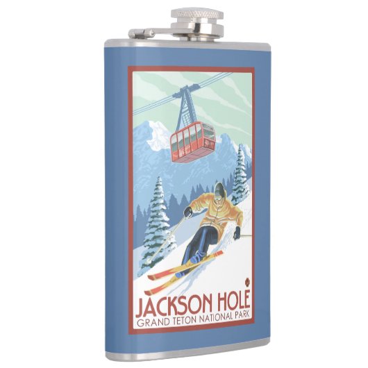 ジャクソンホール、ワイオミングのスキーヤーおよび市街電車 フラスク (右)