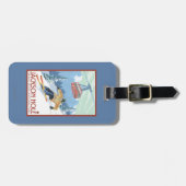 ジャクソンホール、ワイオミングのスキーヤーおよび市街電車 ラゲッジタグ (正面横)