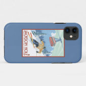ジャクソンホール、ワイオミングのスキーヤーおよび市街電車 Case-Mate iPhoneケース (裏面(横))