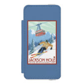 ジャクソンホール、ワイオミングのスキーヤーおよび市街電車 INCIPIO iPhoneウォレットケース (フォリオ 正面)