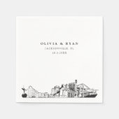 ジャクソンヴィル結婚スカイライン紙ナプキン スタンダードカクテルナプキン (正面)