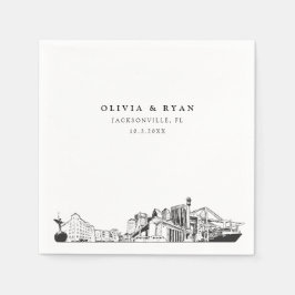 ジャクソンヴィル結婚スカイライン紙ナプキン スタンダードカクテルナプキン