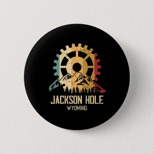 ジャクソン・ホール ワイオミング州 マウンテンバイク 缶バッジ (正面)