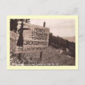 ジャクソン・ホール、ワイオミング州、ヴィンテージ道路標識 ポストカード (正面)