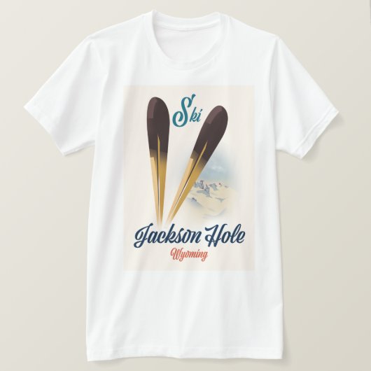 ジャクソン・ホール ワイオミング スキーポスター Tシャツ (デザイン正面)