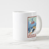 ジャクソン·ホール，ワイオミング·スキーヤー，トラム ジャンボコーヒーマグカップ (正面右)