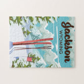 ジャクソン・ワイオミングのスキーポスター ジグソーパズル (横)