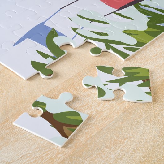 ジャクソン・ワイオミングのスキーポスター ジグソーパズル (側面)