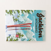 ジャクソン・ワイオミングのスキーポスター ジグソーパズル (横)