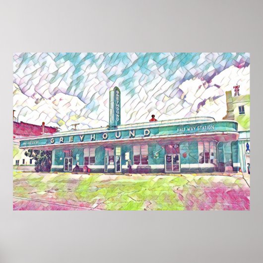 ジャクソン、TNグレイハウンドハーフバスステーション絵を描ズ ポスター (正面)