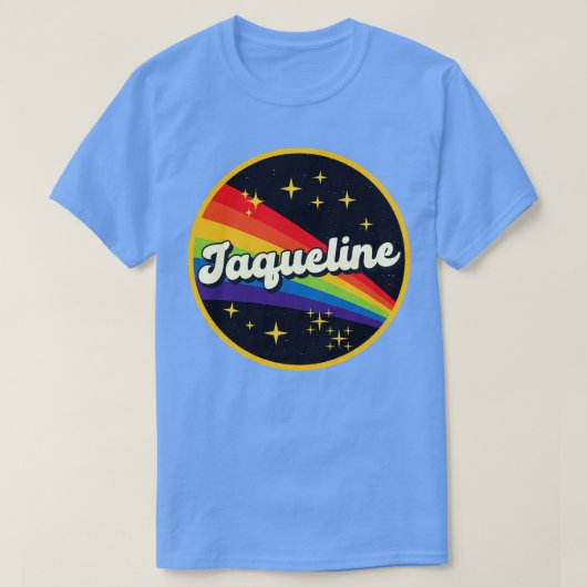ジャクリネレインボーイン宇宙ヴィンテージスタイル Tシャツ (デザイン正面)
