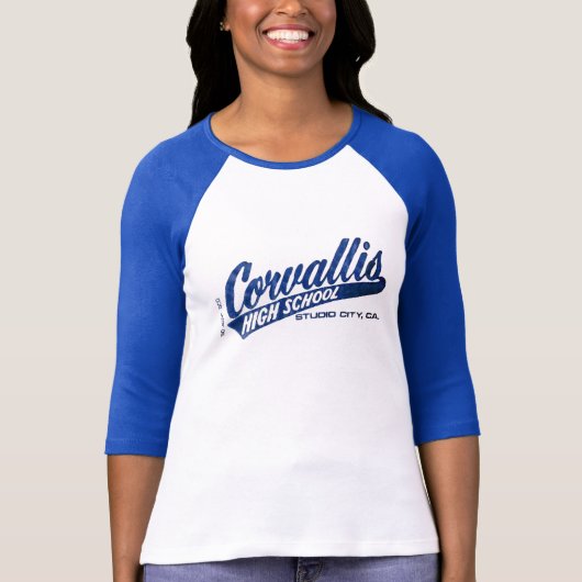 ジャクリーンおよびカレンのCorvallisの高等学校のロゴ Tシャツ (正面)