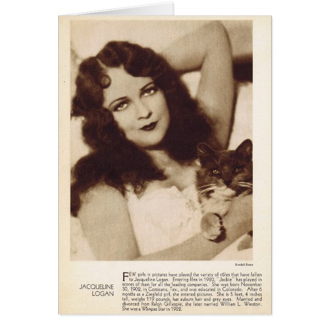 ジャクリーンローガンの1931年のヴィンテージのポートレート (正面)
