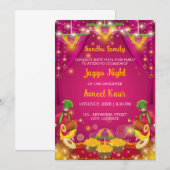 ジャグゴの夜の招待状 パンジャブの結婚式前のイベント 招待状 (正面/裏面)