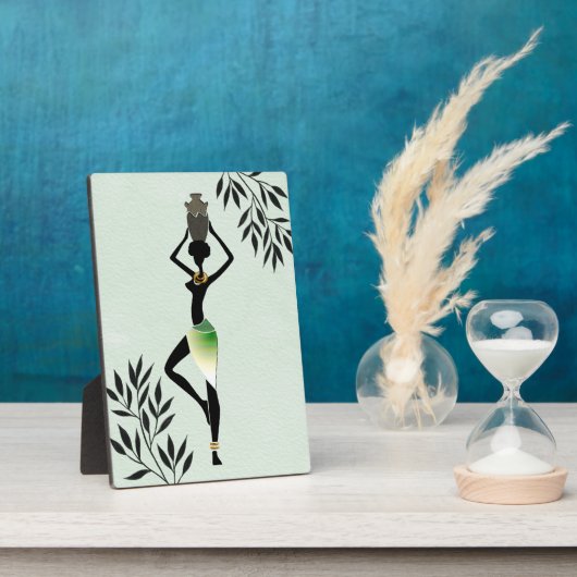 ジャグシルエットを持つアフリカ人女性 フォトプラーク (側面)