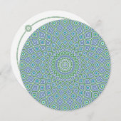 ジャグジーのモザイクラウンドノートカードのターコイズ サンキューカード (正面/裏面)