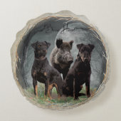 ジャグテリア、勇敢なハートタペストリーのポスターのアクリル ラウンドクッション (裏面)