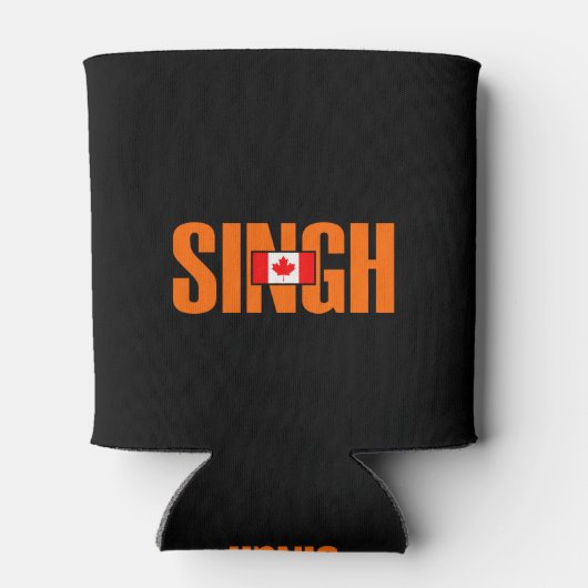 ジャグミートシンオレンジはっきりした文字カナダ国旗の色 缶クーラー (裏面)