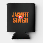 ジャグミートシンオレンジブロック文字カナダ国旗 缶クーラー (正面)