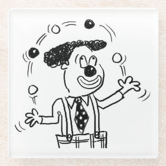 ジャグラジャグリング付きピエロコースター ガラスコースター (正面)