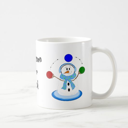 ジャグリングする雪だるまはカッコイイ コーヒーマグカップ (右)