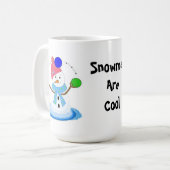 ジャグリングする雪だるま コーヒーマグカップ (正面左)