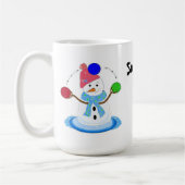 ジャグリングする雪だるま コーヒーマグカップ (左)