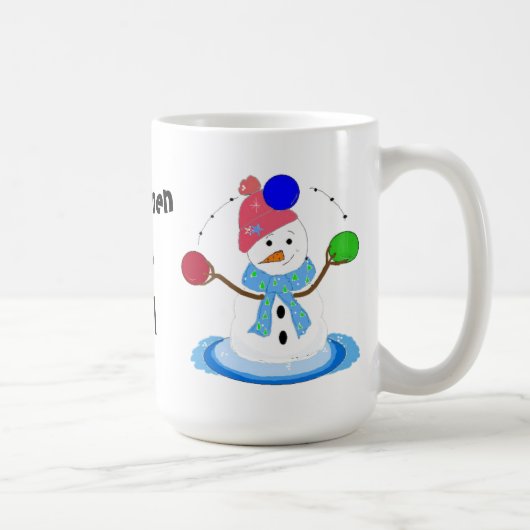 ジャグリングする雪だるま コーヒーマグカップ (右)