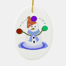 ジャグリングする雪だるま セラミックオーナメント