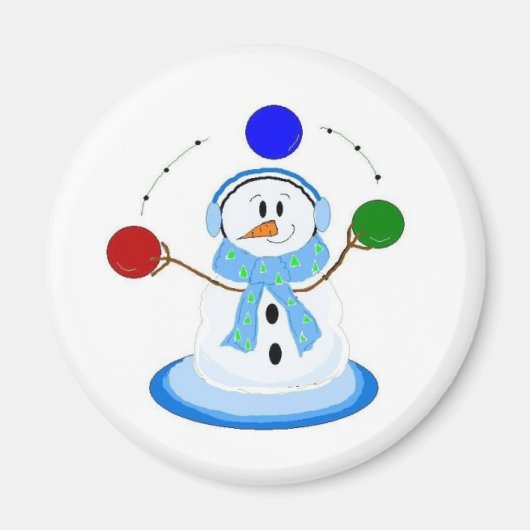 ジャグリングする雪だるま マグネット (正面)