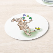 ジャグリングイースターバニー ラウンドペーパーコースター (アングル)