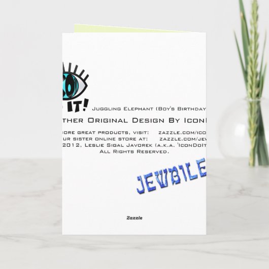 ジャグリングエレファント(少年の誕生日カード) カード (裏面)
