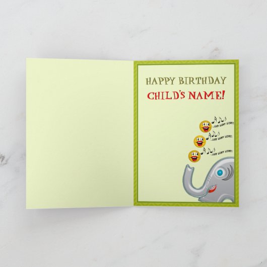 ジャグリングエレファント(少年の誕生日カード) カード (内部)