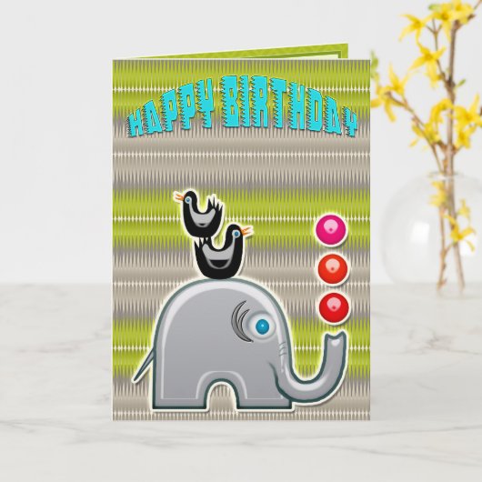 ジャグリングエレファント(少年の誕生日カード) カード (黄色い花)