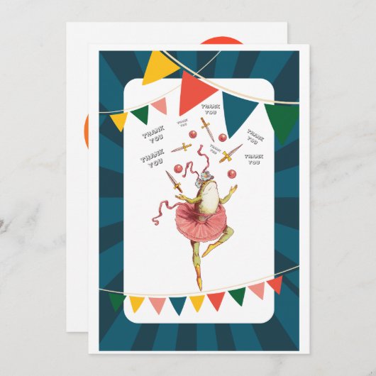 ジャグリングカエル サンキューカード (正面/裏面)