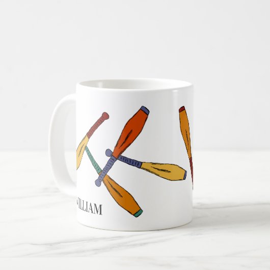 ジャグリングカラフルクラブジャグラーパーソナライズされた コーヒーマグカップ (正面左)