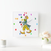 ジャグリングカラフルピエロ スクエア壁時計 (ホーム)