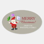 ジャグリングサンタクロース 楕円形シール (正面)
