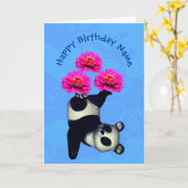 ジャグリングパンダベアパーソナライズされた誕生日カード カード (黄色い花)