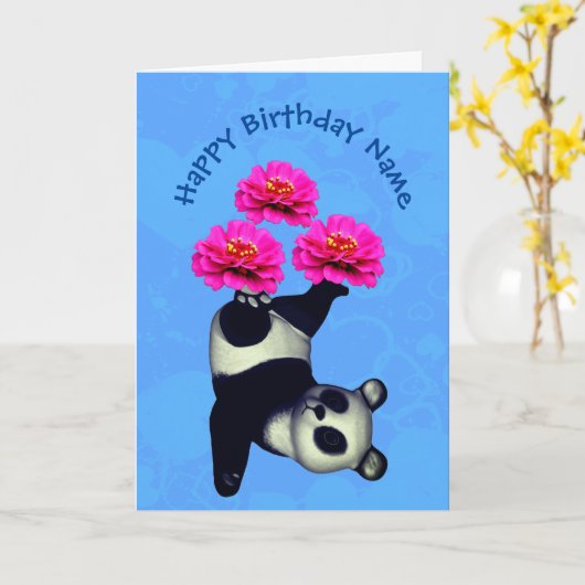 ジャグリングパンダベアパーソナライズされた誕生日カード カード (黄色い花)