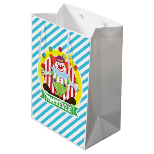 ジャグリングビッグトップサーカスピエロ;ブルーストライプ ミディアムペーパーバッグ (裏面アングル)