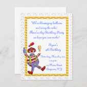 ジャグリングピエロ誕生日招待状 招待状 (正面/裏面)