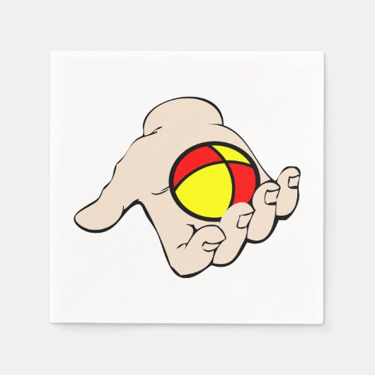 ジャグリングボール付きハンド紙ナプキン スタンダードカクテルナプキン (正面)