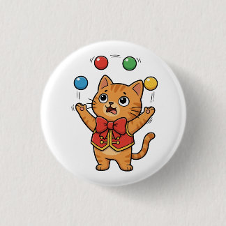 ジャグリング猫のサーカスボタン 缶バッジ